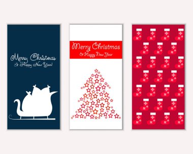 mutlu Noeller ve mutlu yeni yıl tebrik kartları vektör çizim