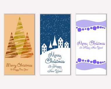 vektör çizim kış tatil tebrik kartları