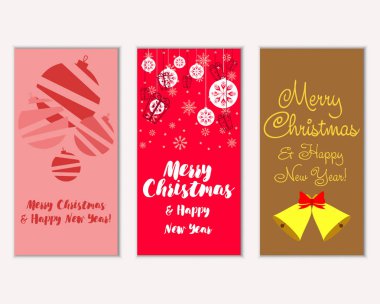 Mutlu Noeller ve mutlu yeni yıl tebrik kartları. Vektör çizim   