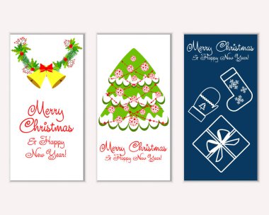 mutlu Noeller ve mutlu yeni yıl tebrik kartları vektör çizim