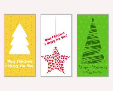 Mutlu Noeller ve mutlu yeni yıl tebrik kartları. Vektör çizim 