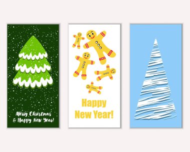 vektör çizim kış tatil tebrik kartları