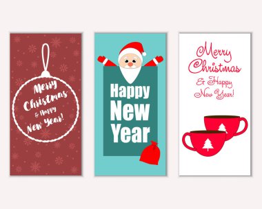 vektör çizim kış tatil tebrik kartları