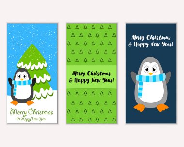 Mutlu Noeller ve mutlu yeni yıl tebrik kartları. Vektör çizim 