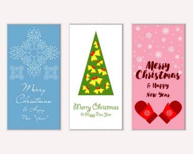 Mutlu Noeller ve mutlu yeni yıl tebrik kartları. Vektör çizim   