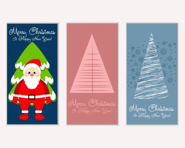 mutlu Noeller ve mutlu yeni yıl tebrik kartları vektör çizim     