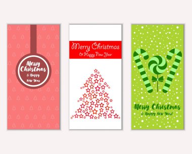 mutlu Noeller ve mutlu yeni yıl tebrik kartları vektör çizim