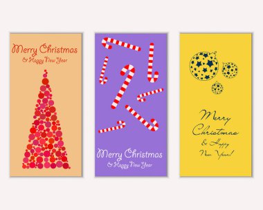 mutlu Noeller ve mutlu yeni yıl tebrik kartları vektör çizim