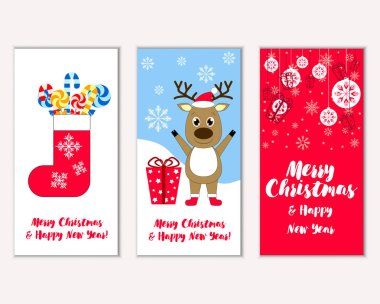 vektör çizim kış tatil tebrik kartları