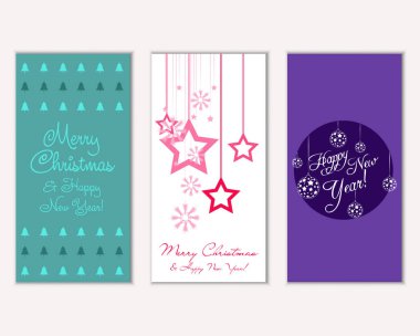 vektör çizim kış tatil tebrik kartları