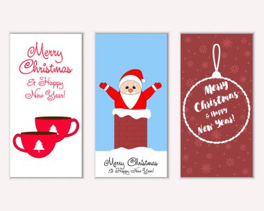 vektör çizim kış tatil tebrik kartları