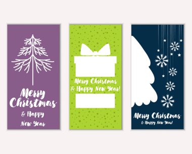 mutlu Noeller ve mutlu yeni yıl tebrik kartları vektör çizim     