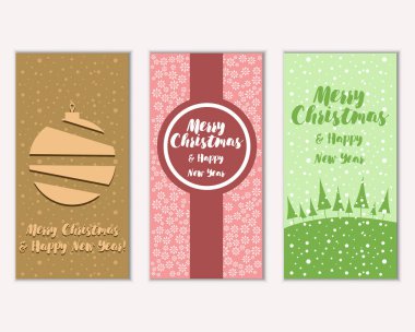 mutlu Noeller ve mutlu yeni yıl tebrik kartları vektör çizim