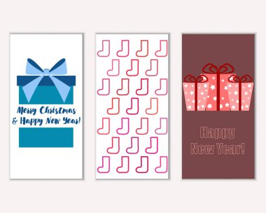mutlu Noeller ve mutlu yeni yıl tebrik kartları vektör çizim     