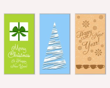 vektör çizim kış tatil tebrik kartları