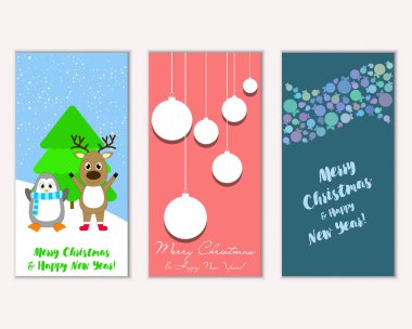 vektör çizim kış tatil tebrik kartları