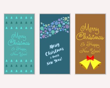 vektör çizim kış tatil tebrik kartları