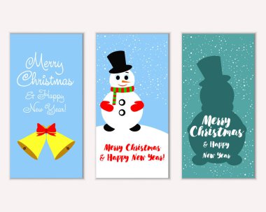 mutlu Noeller ve mutlu yeni yıl tebrik kartları vektör çizim