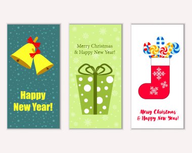 vektör çizim kış tatil tebrik kartları