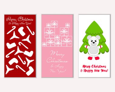 Mutlu Noeller ve mutlu yeni yıl tebrik kartları. Vektör çizim 
