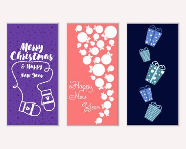 vektör çizim kış tatil tebrik kartları