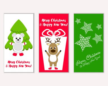 Mutlu Noeller ve mutlu yeni yıl tebrik kartları. Vektör çizim 