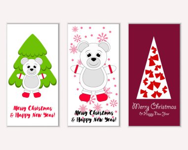 Mutlu Noeller ve mutlu yeni yıl tebrik kartları. Vektör çizim 