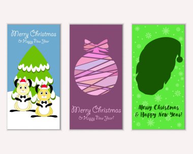 Renkli Noel kartları ile yeni yıl süslemeleri, illüstrasyon vektör