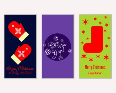 vektör çizim kış tatil tebrik kartları