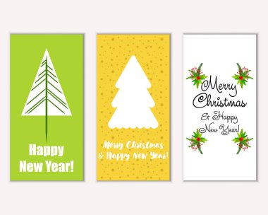 mutlu Noeller ve mutlu yeni yıl tebrik kartları vektör çizim