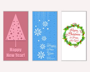 Renkli Noel kartları ile yeni yıl süslemeleri, illüstrasyon vektör