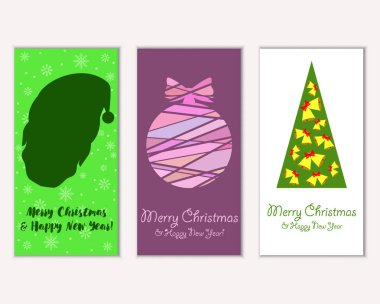 Renkli Noel kartları ile yeni yıl süslemeleri, illüstrasyon vektör