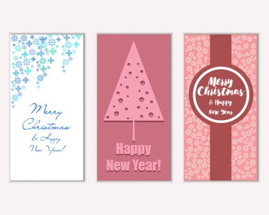 mutlu Noeller ve mutlu yeni yıl tebrik kartları vektör çizim