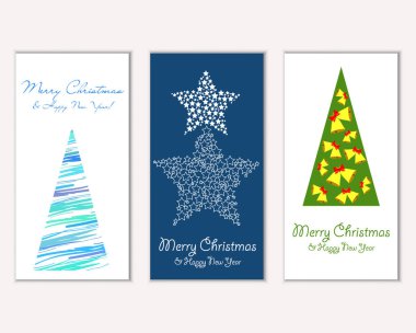 Mutlu Noeller ve mutlu yeni yıl tebrik kartları. Vektör çizim   