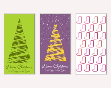 Mutlu Noeller ve mutlu yeni yıl tebrik kartları. Vektör çizim     