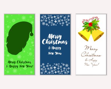 Renkli Noel kartları ile yeni yıl süslemeleri, illüstrasyon vektör