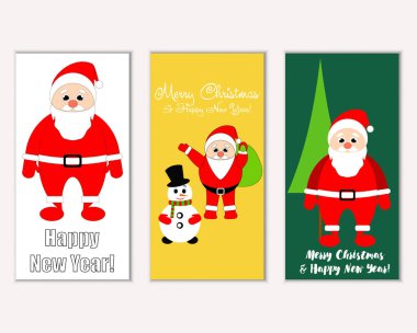 mutlu Noeller ve mutlu yeni yıl tebrik kartları vektör çizim       