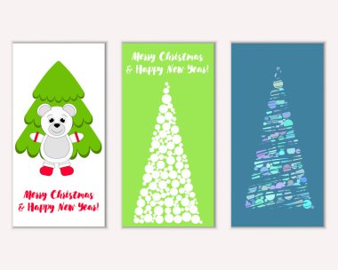 Mutlu Noeller ve mutlu yeni yıl tebrik kartları. Vektör çizim 