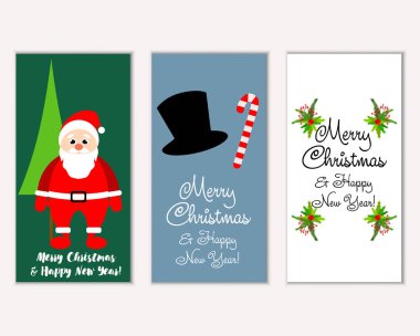 mutlu Noeller ve mutlu yeni yıl tebrik kartları vektör çizim