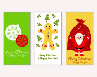 vektör çizim kış tatil tebrik kartları