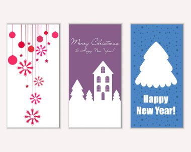 mutlu Noeller ve mutlu yeni yıl tebrik kartları vektör çizim     