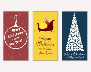 vektör çizim kış tatil tebrik kartları