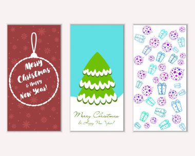 vektör çizim kış tatil tebrik kartları