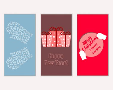 mutlu Noeller ve mutlu yeni yıl tebrik kartları vektör çizim      