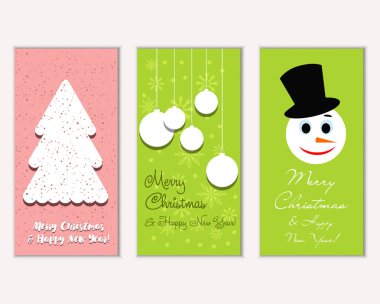 mutlu Noeller ve mutlu yeni yıl tebrik kartları vektör çizim       