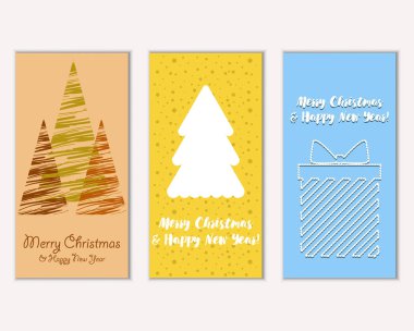 Mutlu Noeller ve mutlu yeni yıl tebrik kartları. Vektör çizim   