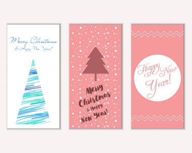 Renkli Noel kartları ile yeni yıl süslemeleri, illüstrasyon vektör