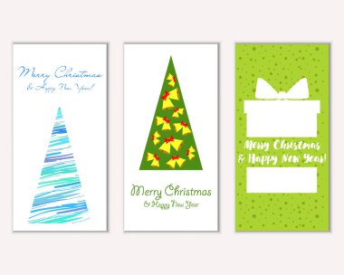 Mutlu Noeller ve mutlu yeni yıl tebrik kartları. Vektör çizim   