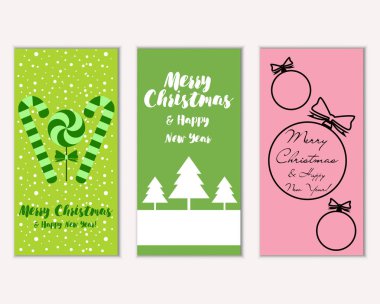 mutlu Noeller ve mutlu yeni yıl tebrik kartları vektör çizim