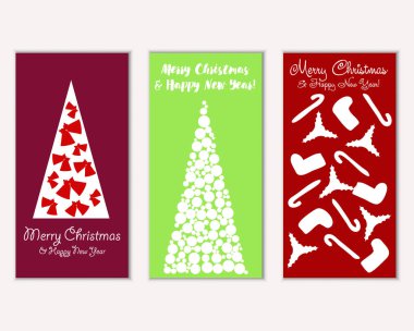 Mutlu Noeller ve mutlu yeni yıl tebrik kartları. Vektör çizim 